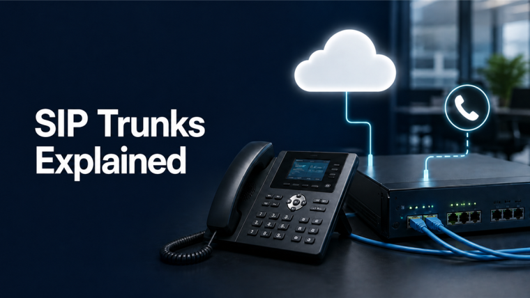 Business SIP trunk connecting an IP phone system to a cloud voice network