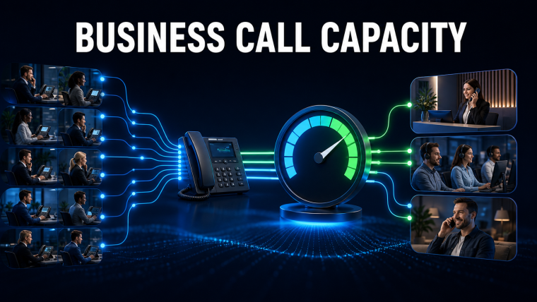Business phone system handling multiple simultaneous calls with spare capacity